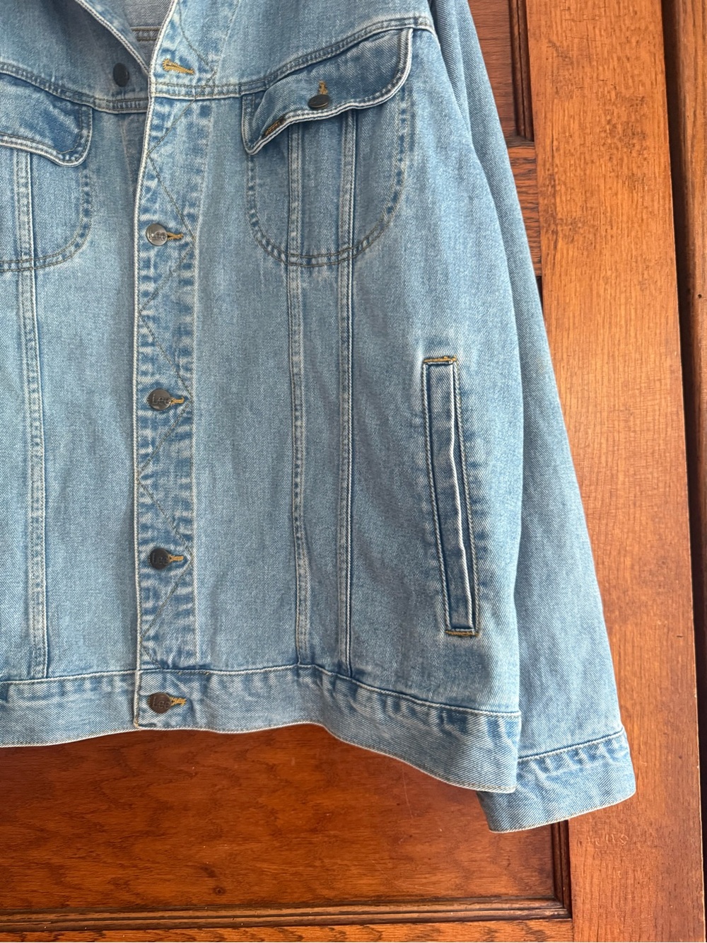 LEE 100% Cotton Trucker Jacket Denim Jean Jacket Button Down XL - Picture 3 of 8